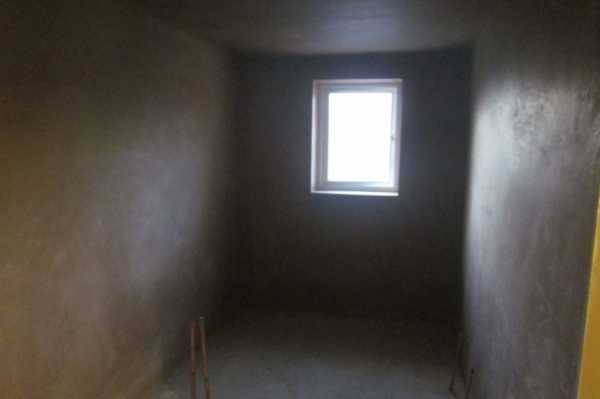 Moving inside - the newly plastered bathroom